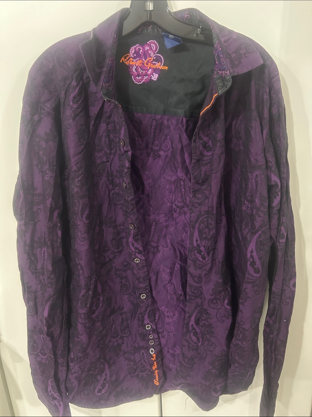 Robert Graham Deep Purple Paisley Jacquard Shirt  xl.